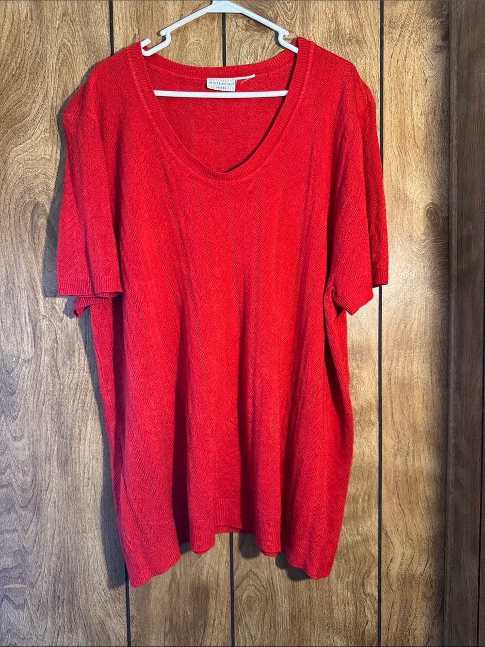 White Stag Vibrant Red Short-Sleeve Knit Tee 26W/28W